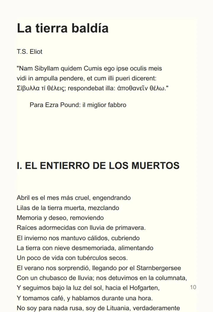 Español translation: The Waste Land, as a Spanish ebook